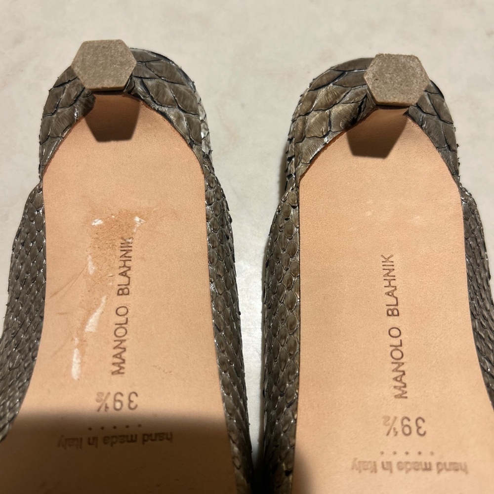 Manolo Blahnik- Silver Python- Mules- Size 39.5 - image 6